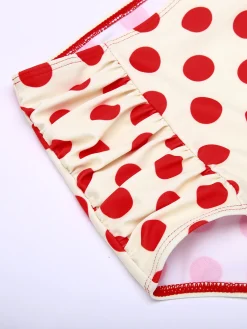Clearance Retro Stage [US Warehouse] 1950s Polka Dots Halter Bikini Set Red