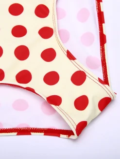 Clearance Retro Stage [US Warehouse] 1950s Polka Dots Halter Bikini Set Red