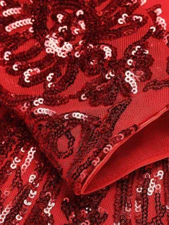 New Retro Stage [US Warehouse] 1920s Sequined Keyhole Dress Red