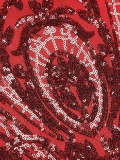 New Retro Stage [US Warehouse] 1920s Sequined Keyhole Dress Red