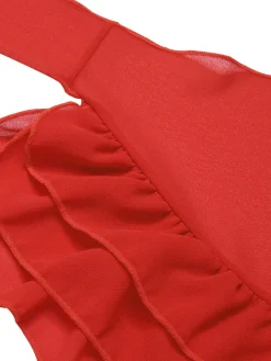Outlet Retro Stage [US Warehouse] Red 1960s Solid Chiffon Skirt Cover-Up