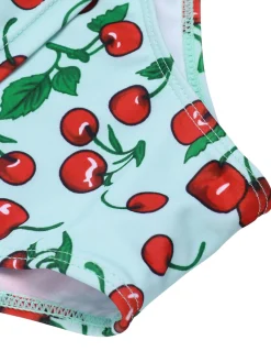 Sale Retro Stage [US Warehouse] Retro 1950s Cherry Summer Halter Swimsuit Light Green