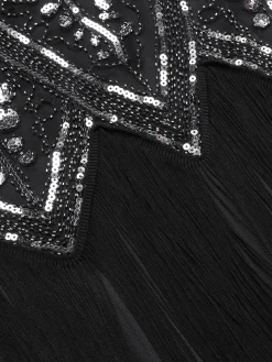 Sale Retro Stage [US Warehouse] 1920s Beaded Fringed Flapper Dress