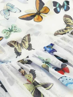 Outlet Retro Stage [US Warehouse] 1960s Butterflies Strap One-piece Swimsuit & Cover-up Skirt White