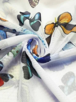 Outlet Retro Stage [US Warehouse] 1960s Butterflies Strap One-piece Swimsuit & Cover-up Skirt White