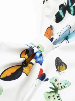 Outlet Retro Stage [US Warehouse] 1960s Butterflies Strap One-piece Swimsuit & Cover-up Skirt White