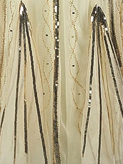 Best Retro Stage [US Warehouse] 1920s Cap Sleeve Sequined Embellished Dress Beige