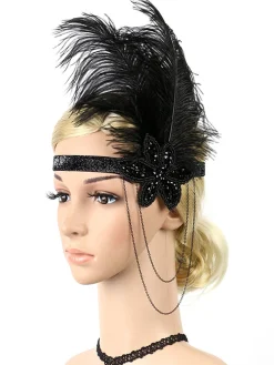 Fashion Retro Stage [US Warehouse] 1920s Feather Elastic Headband