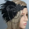 New Retro Stage [US Warehouse] 1920s Feather Flapper Headpiece