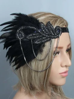 New Retro Stage [US Warehouse] 1920s Feather Flapper Headpiece