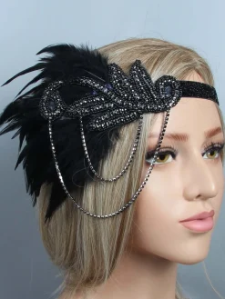 New Retro Stage [US Warehouse] 1920s Feather Flapper Headpiece