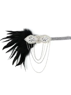 Online Retro Stage [US Warehouse] 1920s Feather Fringe Elastic Headband