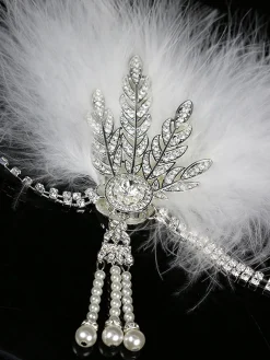 New Retro Stage [US Warehouse] 1920s Feather Rhinestone Flapper Headband