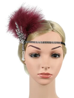 New Retro Stage [US Warehouse] 1920s Feather Rhinestone Flapper Headband