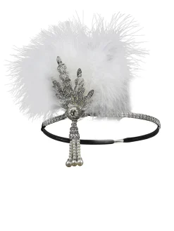 New Retro Stage [US Warehouse] 1920s Feather Rhinestone Flapper Headband