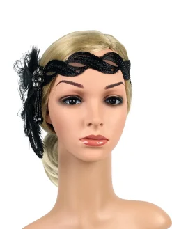 Discount Retro Stage [US Warehouse] 1920s Feather Sequin Headband