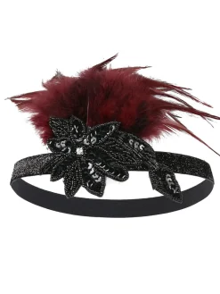 New Retro Stage [US Warehouse] 1920s Feather Sequins Rhinestone Headband