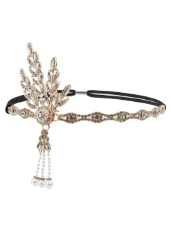 Discount Retro Stage [US Warehouse] 1920s Fringe Pearl Rhinestone Headband