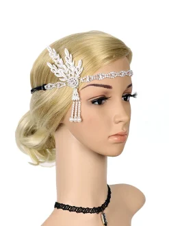 Discount Retro Stage [US Warehouse] 1920s Fringe Pearl Rhinestone Headband