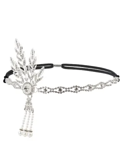 Discount Retro Stage [US Warehouse] 1920s Fringe Pearl Rhinestone Headband