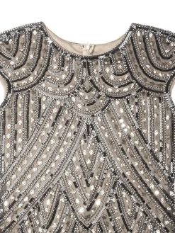 Hot Retro Stage [US Warehouse] 1920s Fringed Flapper Gatsby Dress Gray