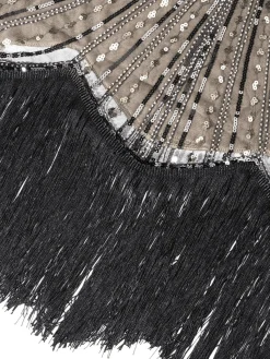Hot Retro Stage [US Warehouse] 1920s Fringed Flapper Gatsby Dress Gray