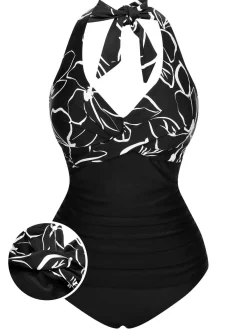 Hot Retro Stage [US Warehouse] 1950s Halter Stripes One-Piece Swimsuit