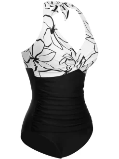 Hot Retro Stage [US Warehouse] 1950s Halter Stripes One-Piece Swimsuit