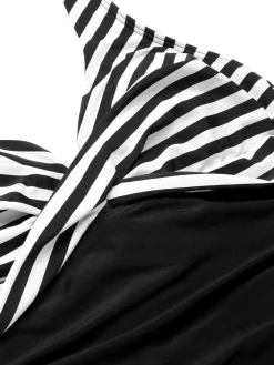 Hot Retro Stage [US Warehouse] 1950s Halter Stripes One-Piece Swimsuit