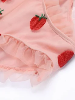 Hot Retro Stage [US Warehouse] 1950s Lace Strawberry Cami Tankini Set