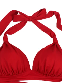 Best Retro Stage [US Warehouse] 1950s Polka Dot Pleated Halter Bikini