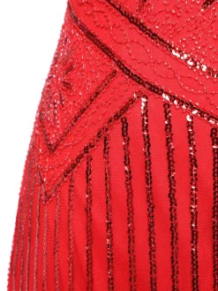 Discount Retro Stage [US Warehouse] 1920s Sequin Fringed Flapper Dresses Red