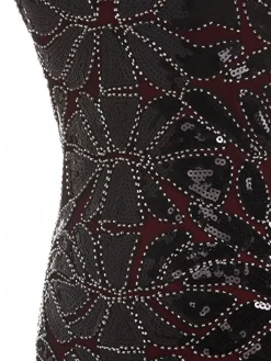 Discount Retro Stage [US Warehouse] 1920s Sequin Gatsby Maxi Dresses Wine Red