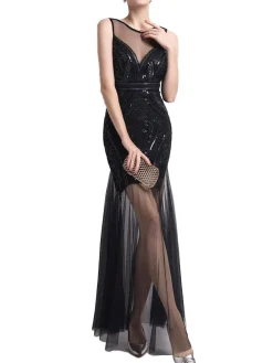 Online Retro Stage [US Warehouse] 1920s Sequin Wedding Dress Black