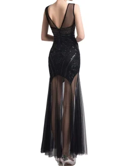 Online Retro Stage [US Warehouse] 1920s Sequin Wedding Dress Black