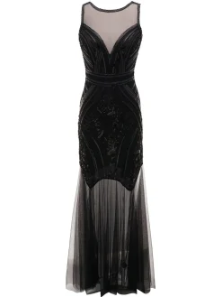 Online Retro Stage [US Warehouse] 1920s Sequin Wedding Dress Black