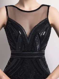 Online Retro Stage [US Warehouse] 1920s Sequin Wedding Dress Black