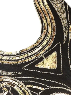 Clearance Retro Stage [US Warehouse] 1920s Sequined Fringe Flapper Dress Gold