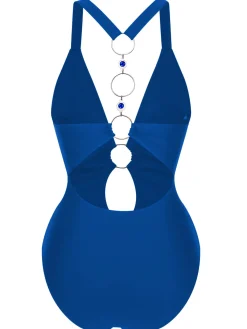 Sale Retro Stage [US Warehouse] 1950s Solid Hollow-out One-Piece Swimsuit