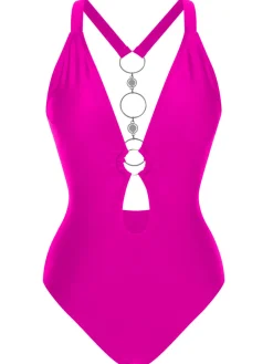 Sale Retro Stage [US Warehouse] 1950s Solid Hollow-out One-Piece Swimsuit