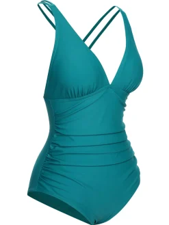 Clearance Retro Stage [US Warehouse] 1950s Solid V-Neck One-Piece Swimsuit