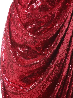 Sale Retro Stage [US Warehouse] 1920s Strapless Sequin Bridesmaid Dress Dark Red