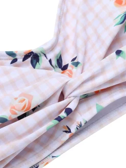 Fashion Retro Stage [US Warehouse] 1940s Spaghetti Strap Roses Swimsuit Turmeric