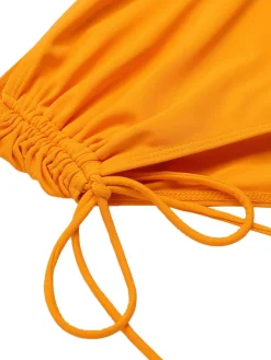 Fashion Retro Stage [US Warehouse] 1940s Spaghetti Strap Roses Swimsuit Turmeric