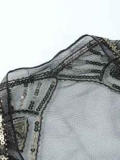 New Retro Stage [US Warehouse] Vintage Sequin Handmade Fringed Cape