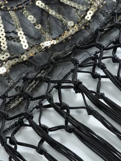 New Retro Stage [US Warehouse] Vintage Sequin Handmade Fringed Cape