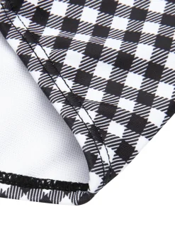 Clearance Retro Stage [US Warehouse] White & 1940s Plaid Suspenders Swimsuit Black