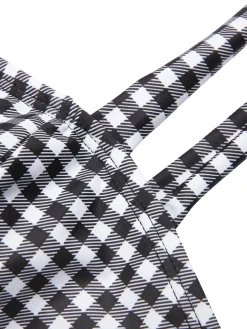 Clearance Retro Stage [US Warehouse] White & 1940s Plaid Suspenders Swimsuit Black