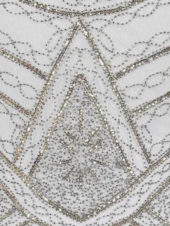 Fashion Retro Stage [US Warehouse] 1920s Fringed Flapper Dress White