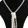 Clearance Retro Stage [US Warehouse] White 1920s Pearl Flapper Necklace